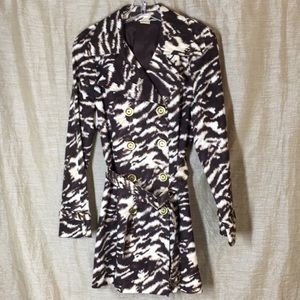 Michael Kors New Animal print Cotton Spandex  Double Breasted Coat Brown Tan